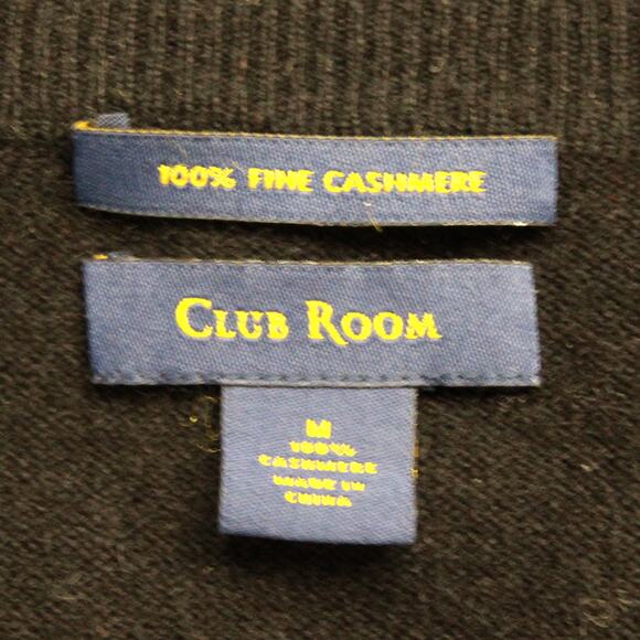 Macy's Club Room 2-Ply 100% Cashmere Soft Warm Black V-Neck Sweater Medium - Picture 6 of 6